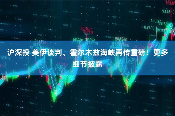 沪深投 美伊谈判、霍尔木兹海峡再传重磅！更多细节披露